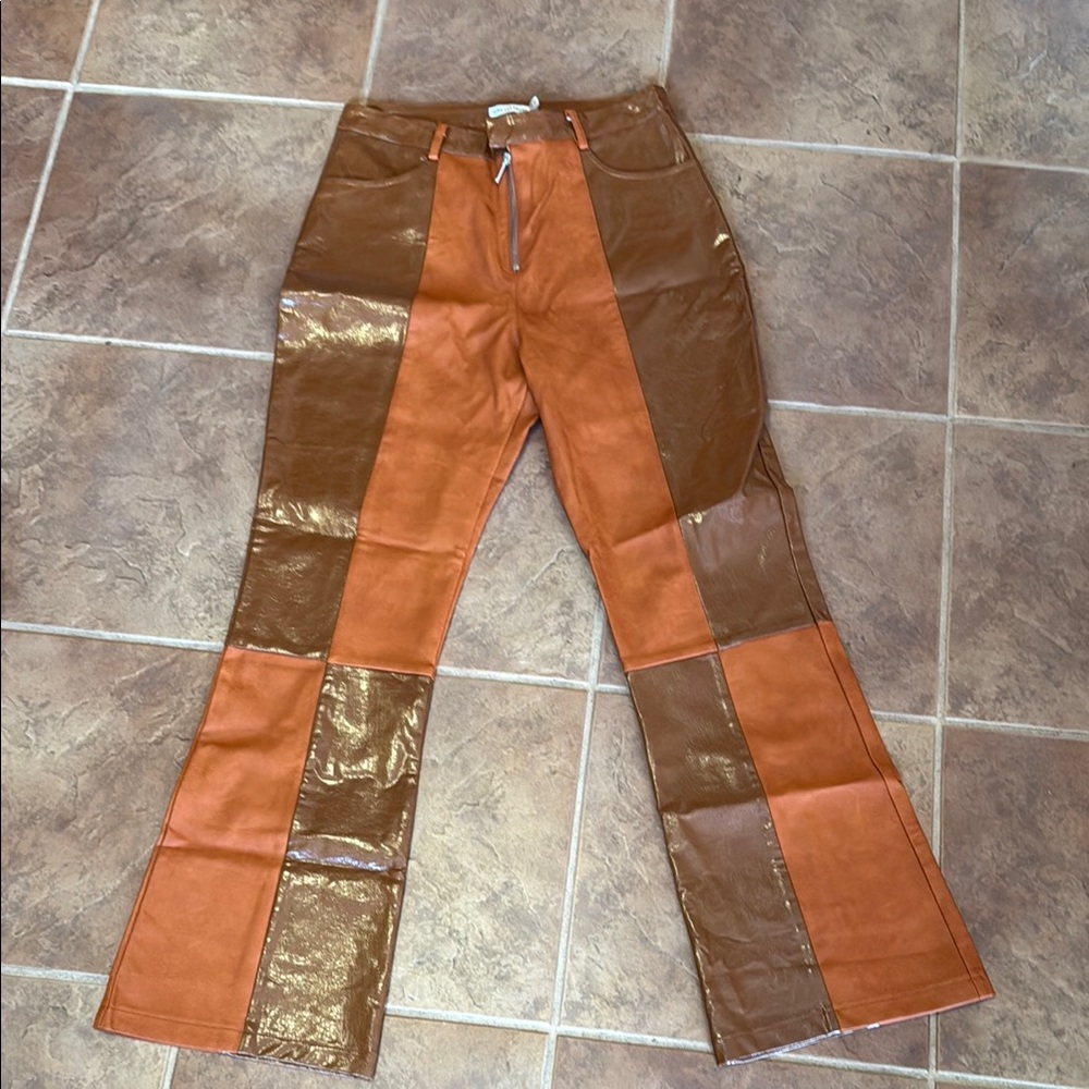 Anthropologie  Avec Les Filles Stylish Brown & rust faux leather pants. 10 NWT